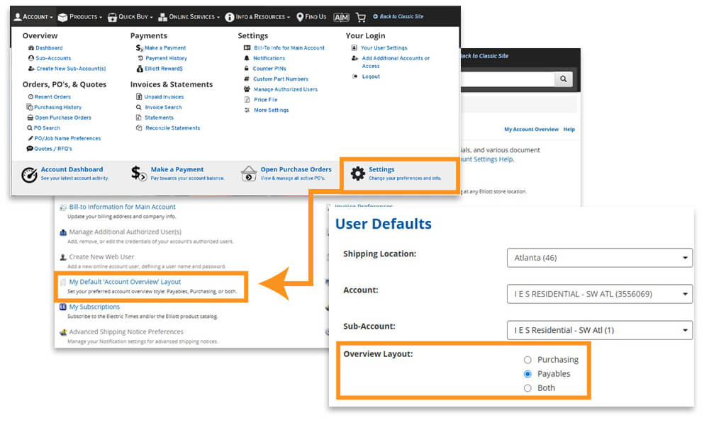 Change Account Dashboard